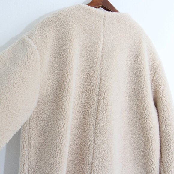 & Other Stories Faux Shearling Coat Light Beige Cream Wool Teddy Size Small - Picture 10 of 16